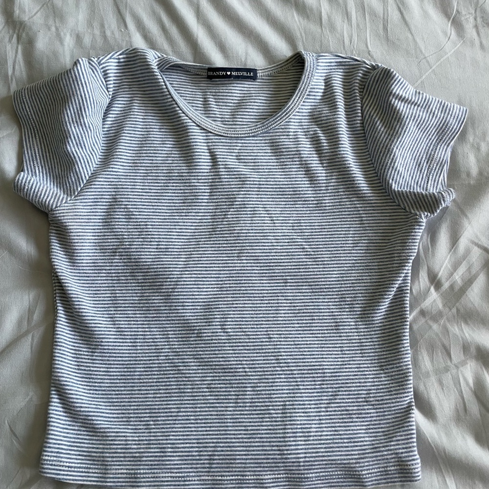 Blue and white strip crop top